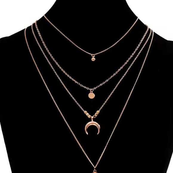 Gold Filled Layered Necklace, Dainty Moon Necklace  14K Gold filled Sun Moon Layering Necklace